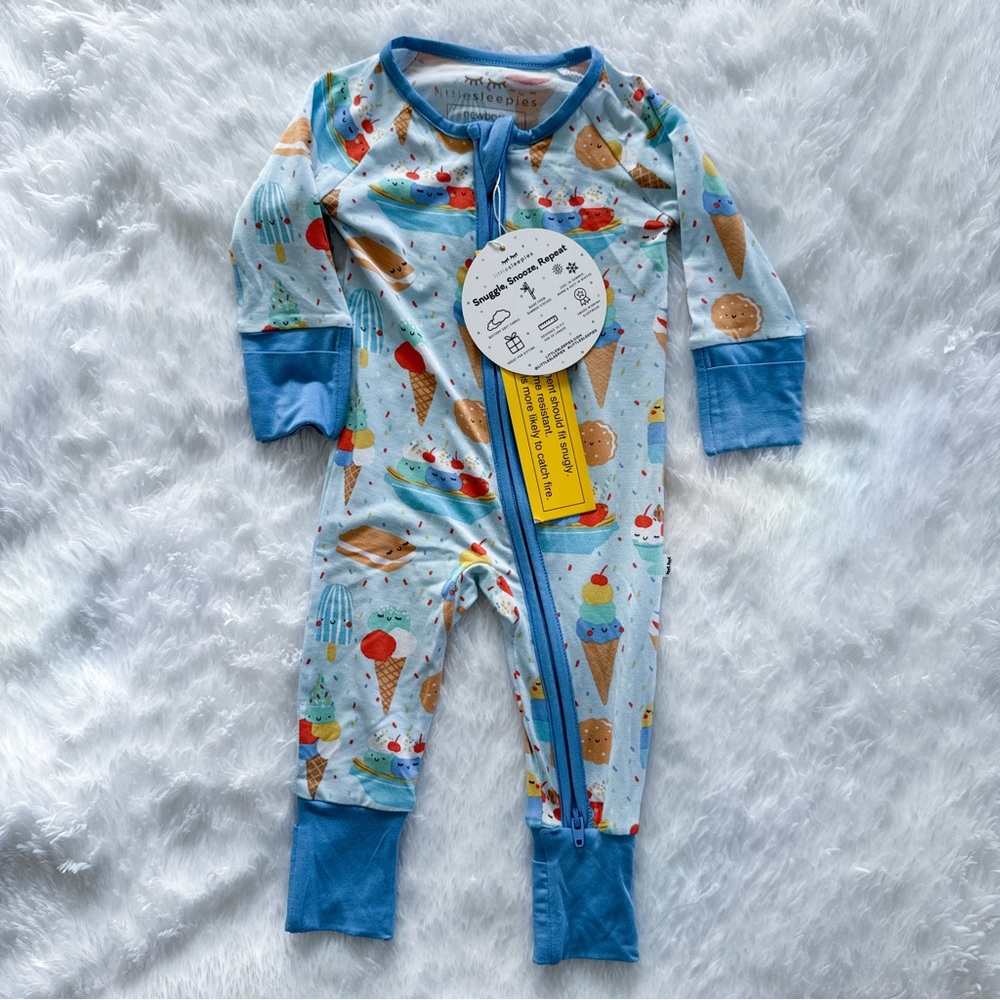 Little Sleepies Blueberry Ice Cream Social zippy footie sleeper newborn NWT